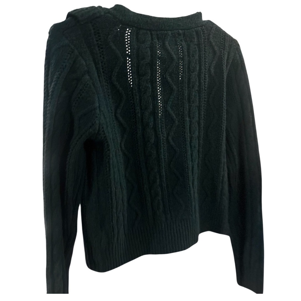 London Kaye Dark Green Ruffled Cardigan Button Sweater Size Small - Picture 5 of 12
